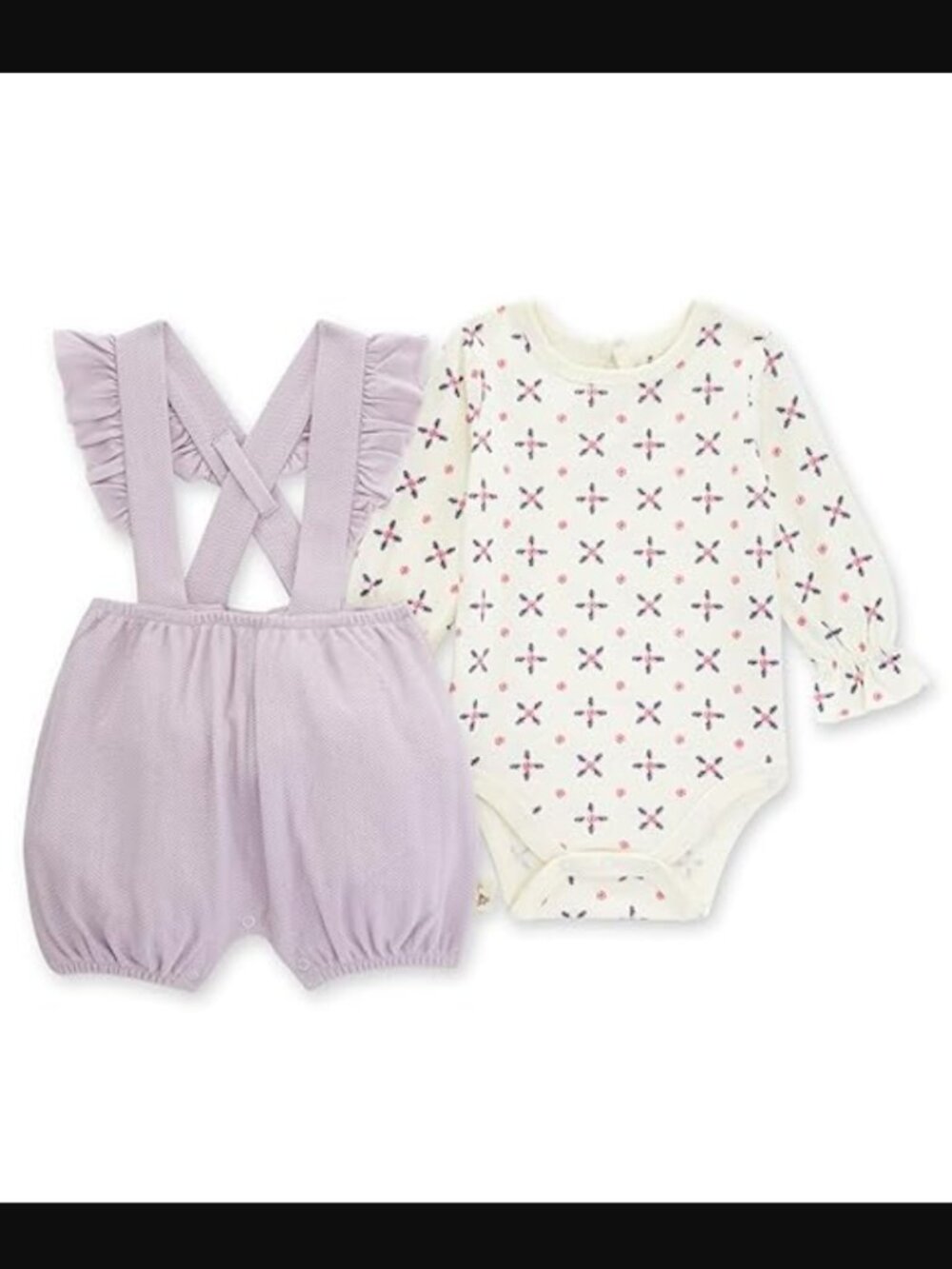 (VGUC) Burt's Bees Baby Bodysuit & Pant Set - Knit Twill & Medallions - Size 12M